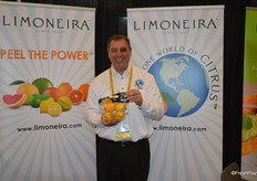 John Caragliano with Limoneira proudly shows a pouch bag of Meyer lemons.